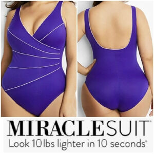 Miraclesuit Horizon Women's size 18 purple tummy control Swimsuit One Piece